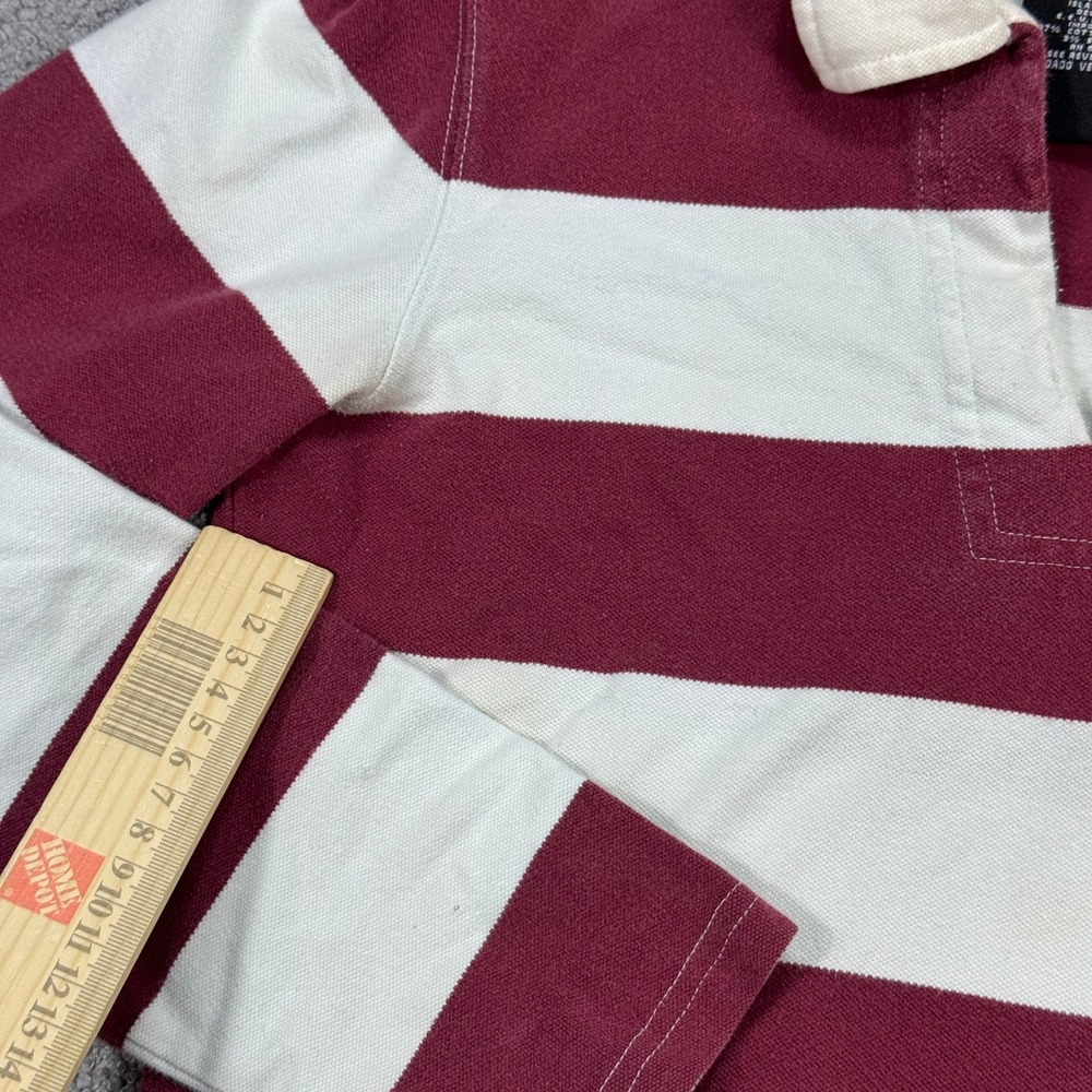 Polo Jeans RL Rugby Polo Shirt Women's Small Burgundy Striped Long Sleeve V-Neck - Picture 9 of 11